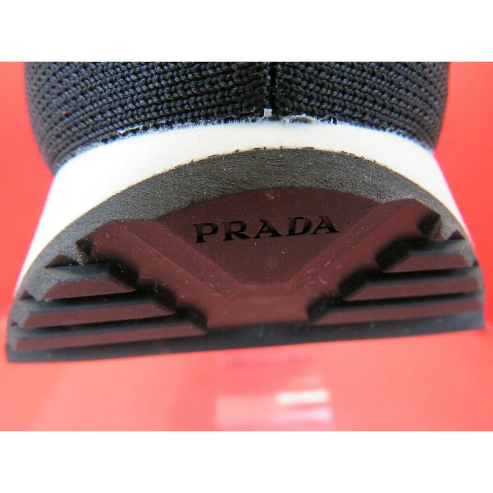 PRADA 2EG272 YELLOW BLACK FABRIC TRAINERS KNIT LOGO LACE SNEAKERS 10.5 US 11.5 - Picture 10 of 12